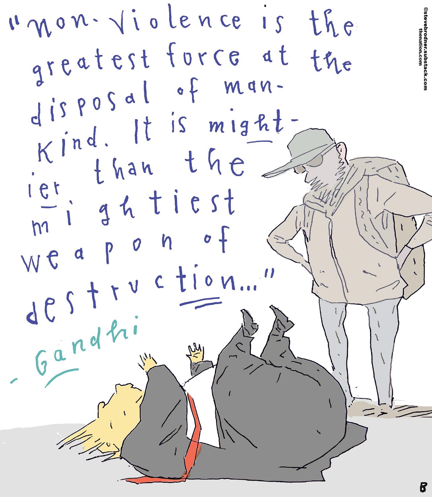 May be an illustration of text that says 'IS at the the အ "non. Violence greatest force disposal of TrИ- might- kind. It is than the ier g htiest h tiest ከገ weapon.ot we destruction... destr. P of α tion...' Gandhi B'