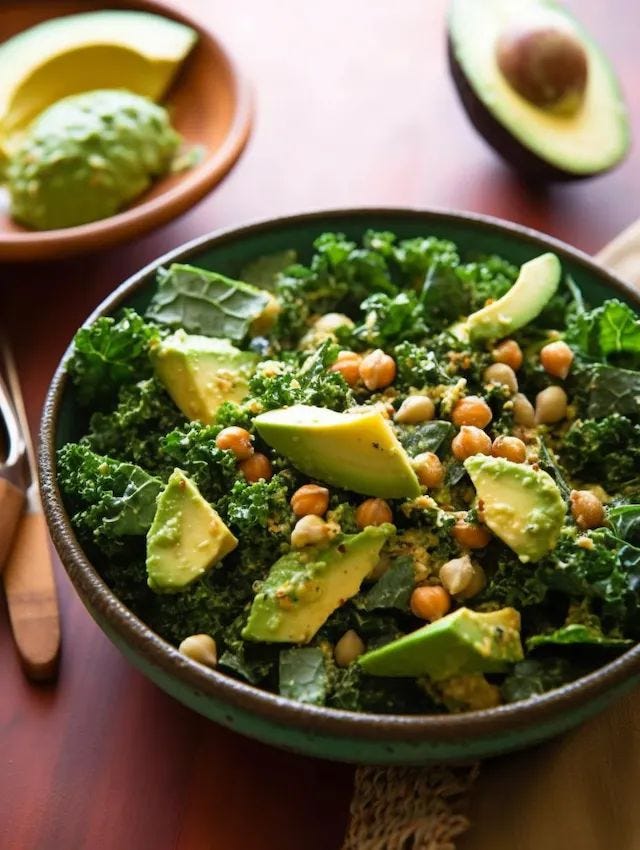 This may contain: a bowl filled with broccoli and avocado on top of a wooden table This may contain: a bowl filled with broccoli and avocado on top of a wooden table