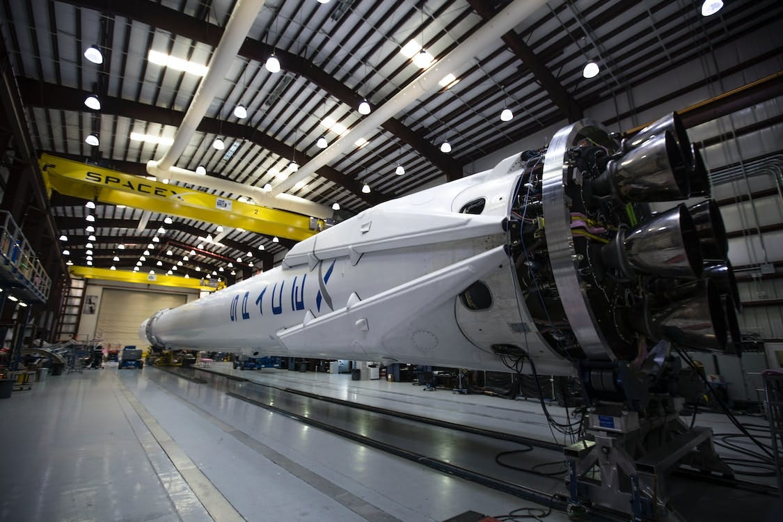 Free stock photo of falcon 9, hangar, lights Stock Photo