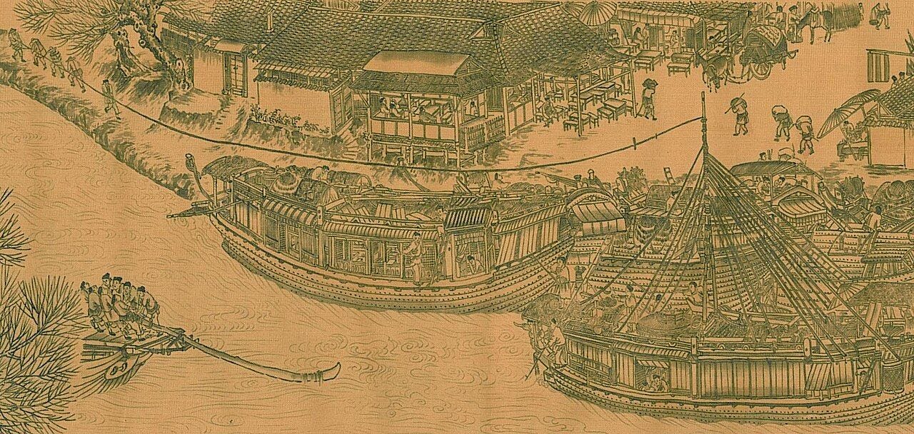 《清明上河圖》船運與河岸局部|來源:Wikimedia Commons(公有領域,經 images.weserv.nl 快取) 《清明上河圖》船運與河岸局部|來源:Wikimedia Commons(公有領域,經 images.weserv.nl 快取)