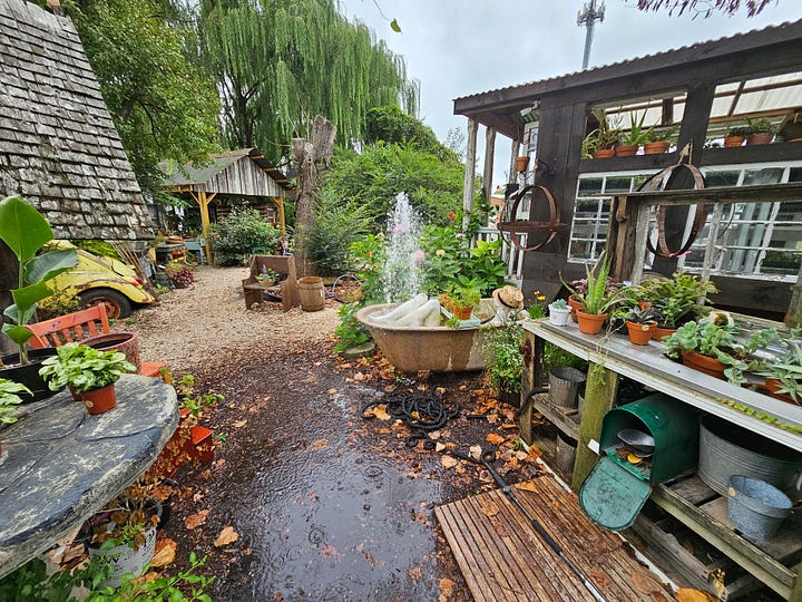 items in a garden center at an antique store in Lucketts VA.