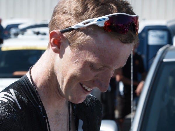 Sky's Ian Boswell after the stage. Sky's Ian Boswell after the stage.