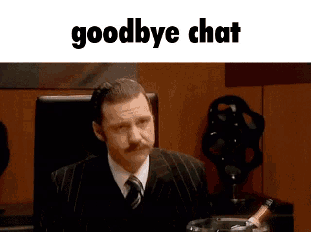 a man in a suit and tie says goodbye chat while holding a bottle of champagne a man in a suit and tie says goodbye chat while holding a bottle of champagne