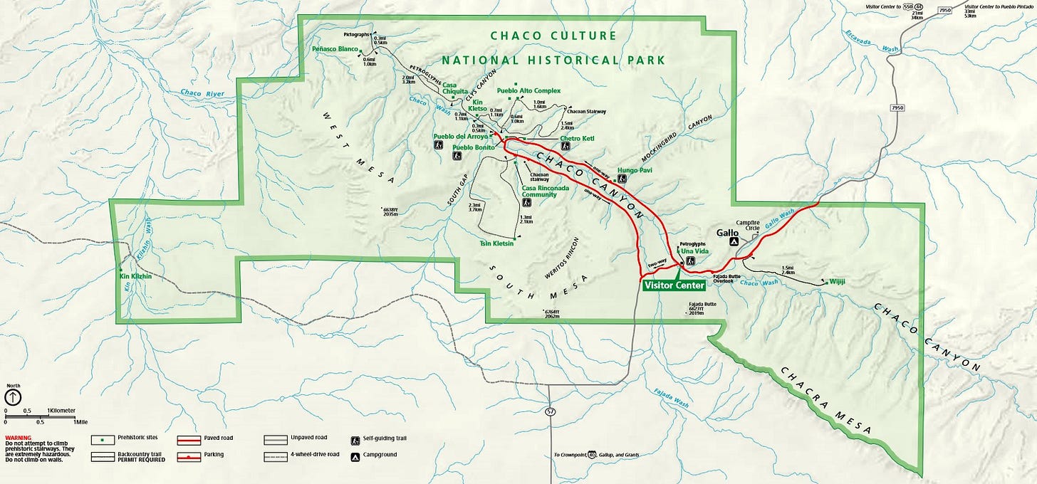 National Park Service map of Chaco Culture National Historical Park National Park Service map of Chaco Culture National Historical Park