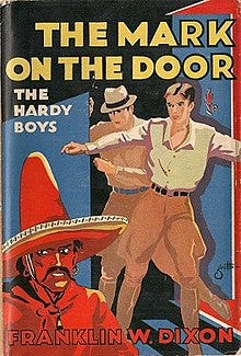 Covers of the Hardy Boys THE MARK ON THE DOOR.