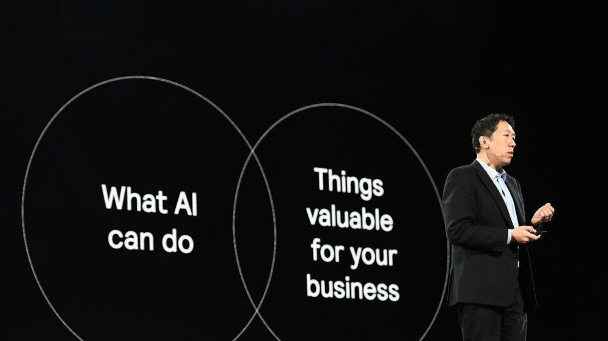 Andrew Ng of Landing.ai speaks at an Amazon event in 2019.