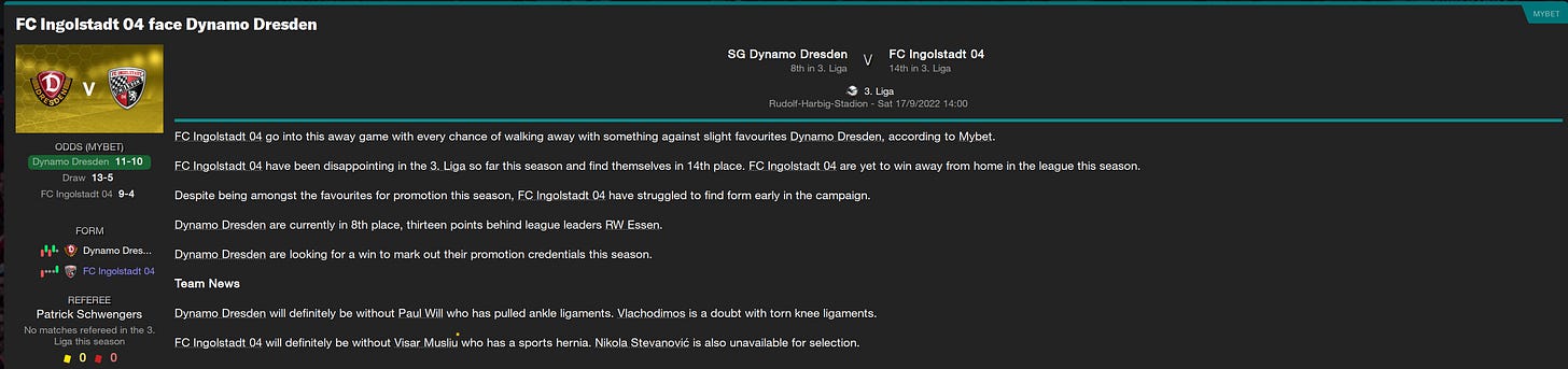 Football Manager 2023 Match Preview