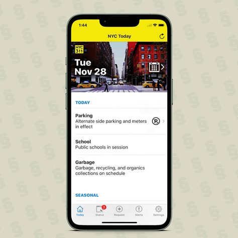 Three screenshots of New York City's 3-1-1 iOS Mobile App