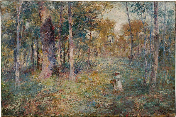 OCEAN to OUTBACK Australian Landscape Paintings 1850�1950 | Frederick  MCCUBBIN | Girl in forest, Mount Macedon