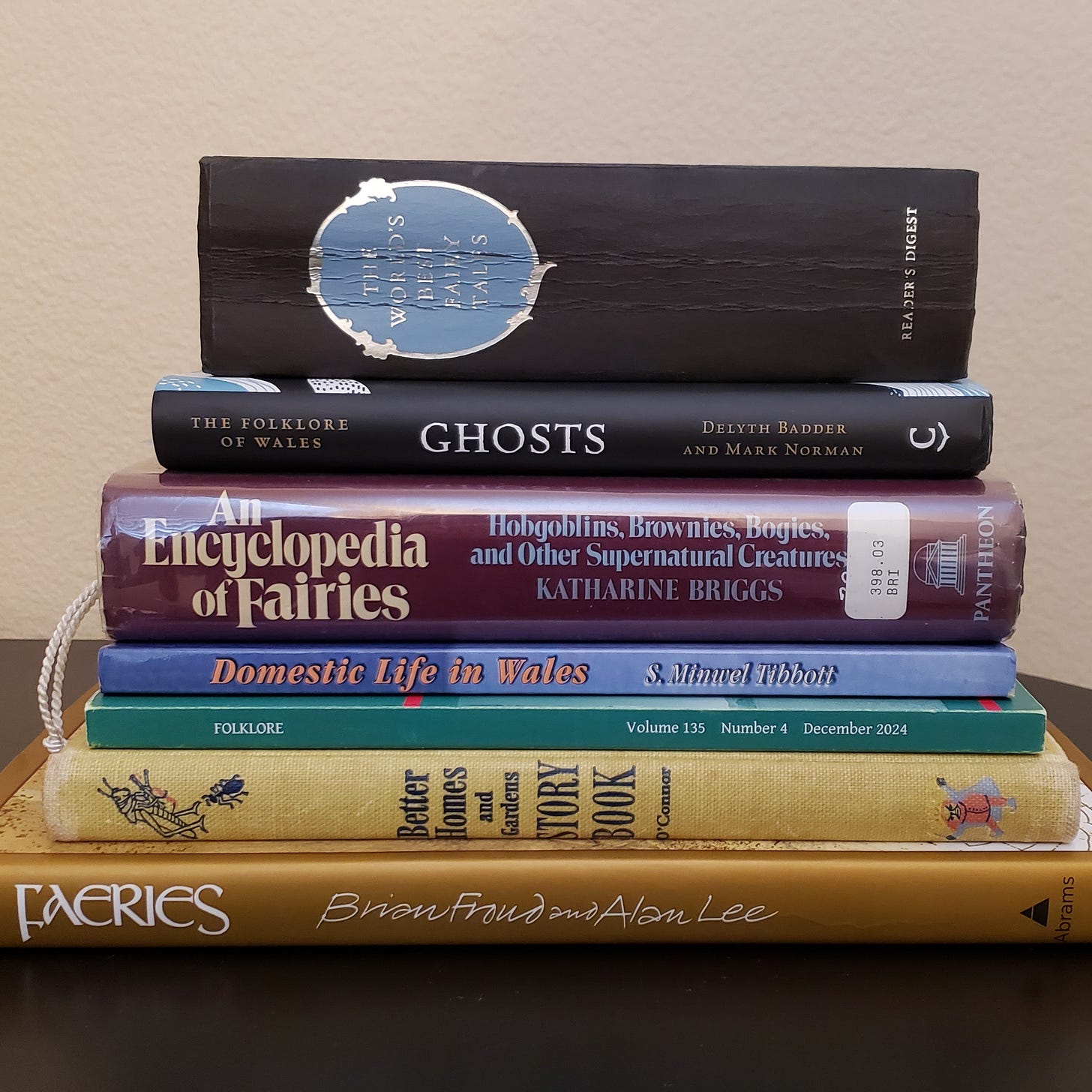 Photo of a variety of folklore books stacked on a desk. Photo of a variety of folklore books stacked on a desk.