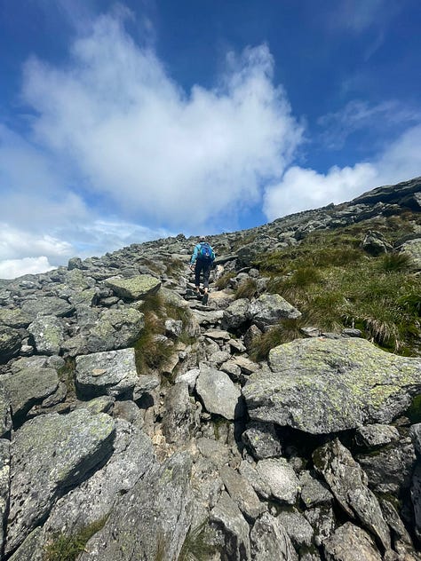 Hiking Mt. Washington NH, Presidential Range HIke, Outdoor adventure, Ammo Ammonoosuc Trail, Cog Railway Photo, Jewell Trail