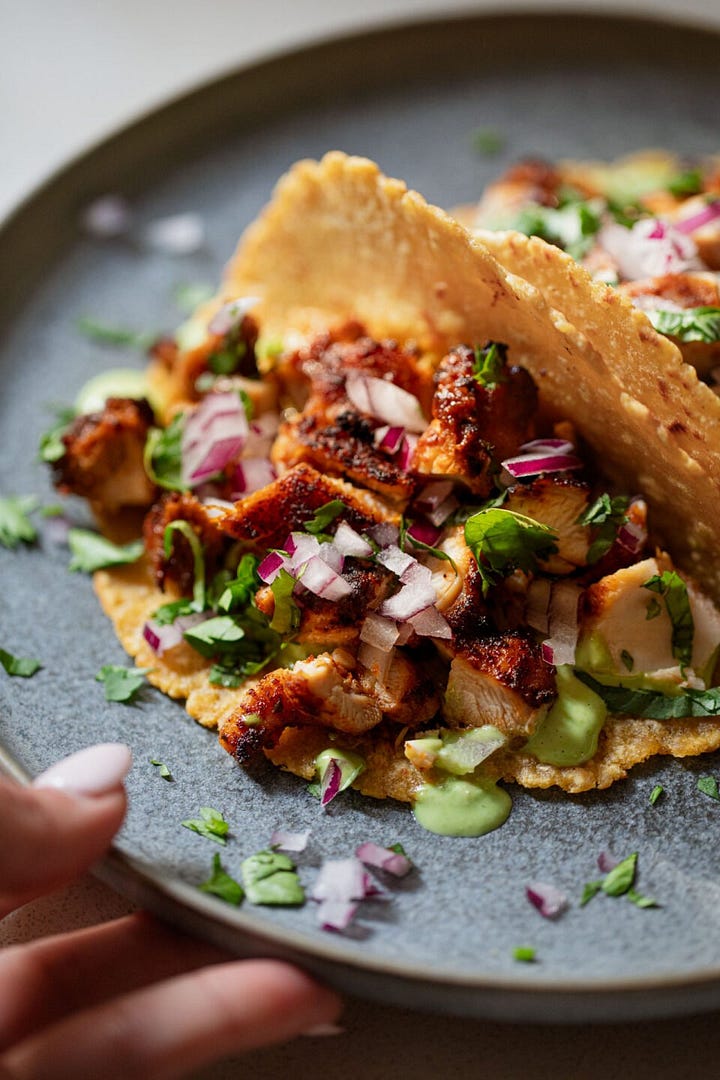 chicken tacos, Salmon Orzo, stuffed turkey sweet potatoes, lentil coconut curry