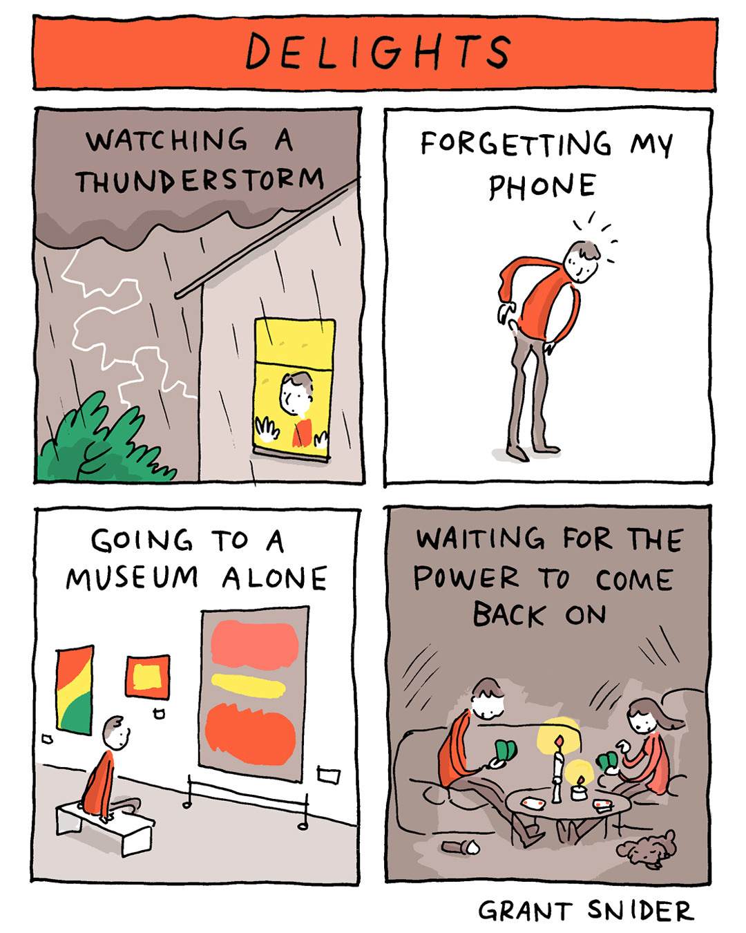 Inspired by DELIGHT by J.B. Priestley and THE BOOK OF DELIGHTS by Ross Gay, I’m starting a new series on things that bring me joy. I plan to draw these until I reach 365 panels, or until my delight runs out.