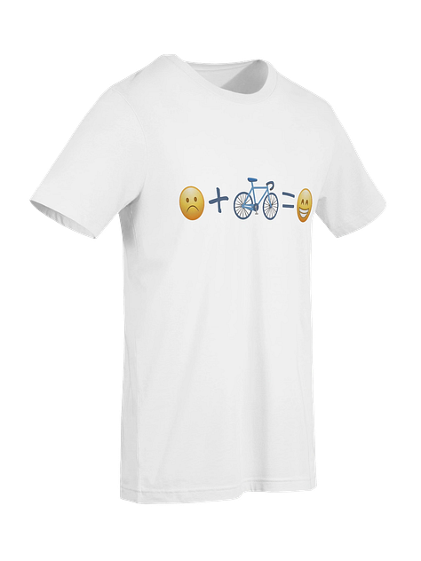 Sometimes the best formula is also the simplest. This tee features a clean graphic equation: a sad emoji plus a bike equals a happy emoji. No overthinking, no deep philosophy, just a straightforward reminder of what cyclists already know. Life feels better after a ride.
