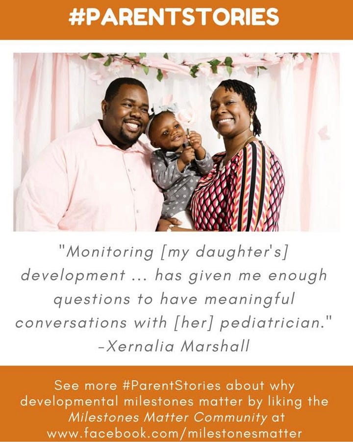 Personal narrative shared by mother on Facebook regarding monitoring her child's developmental milestones.