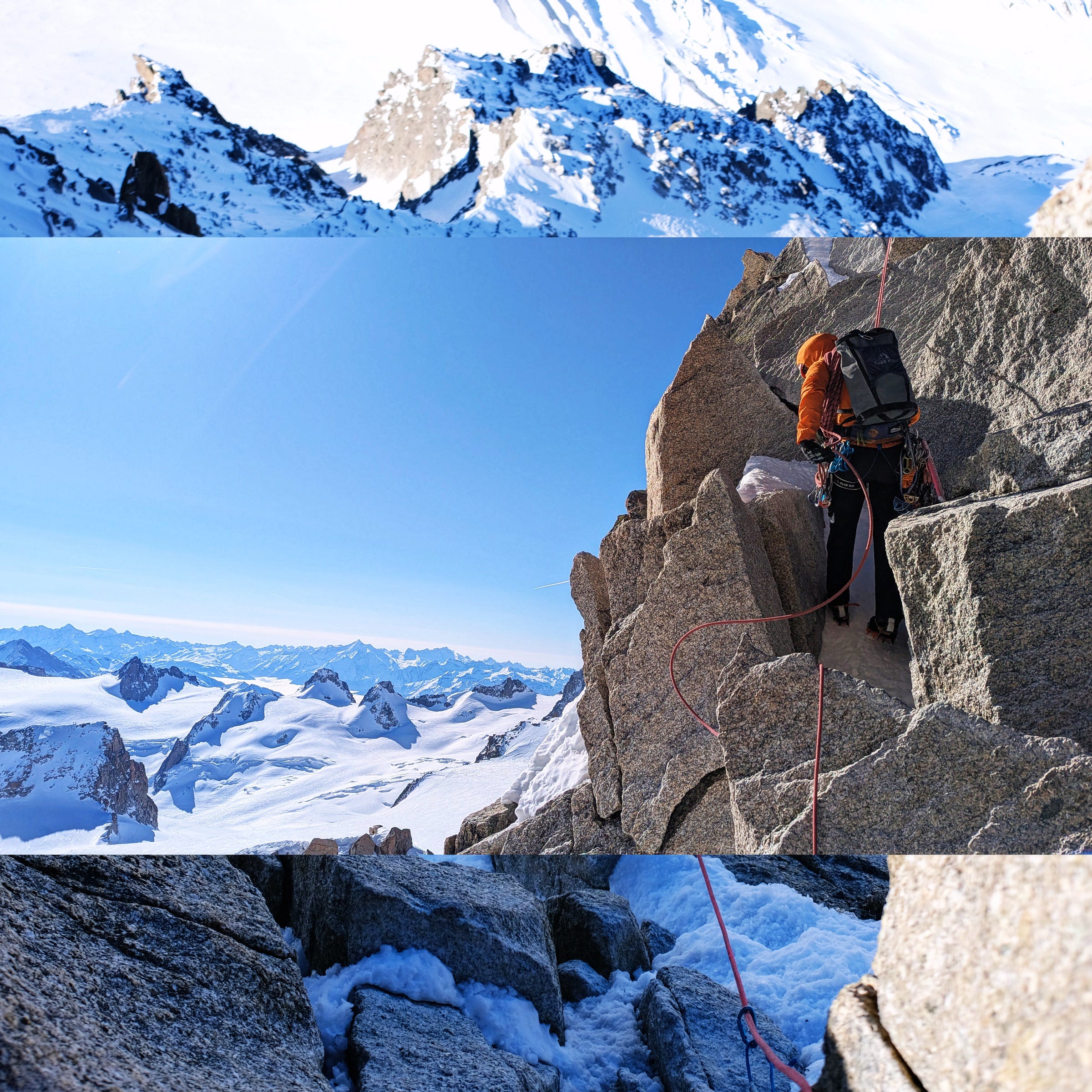 Mountain Guide rappels the Aiguille Du midi