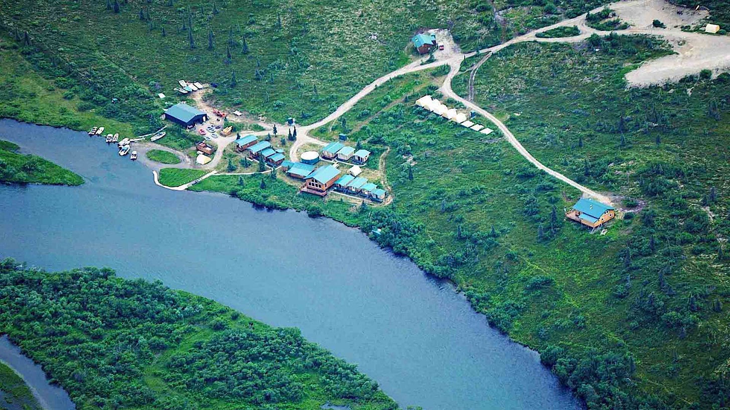 Aerial View of Alaska Trophy Adventures Lodge and Airstrip