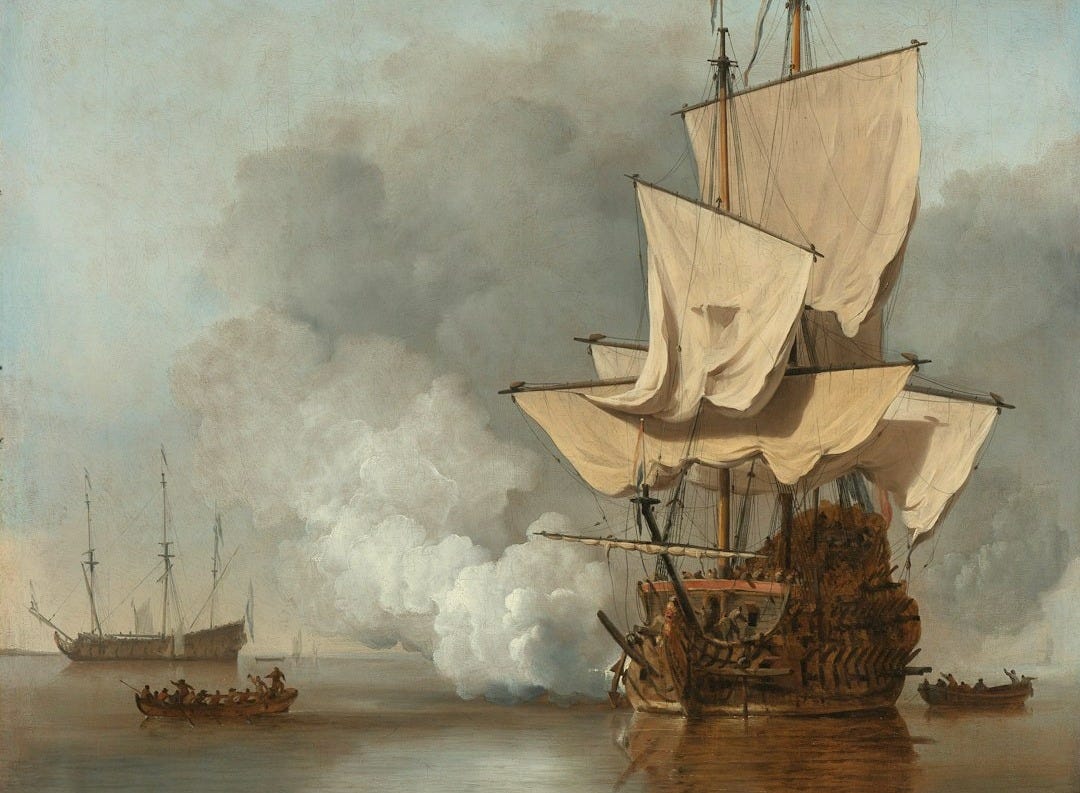 brown and white sail ship on sea painting