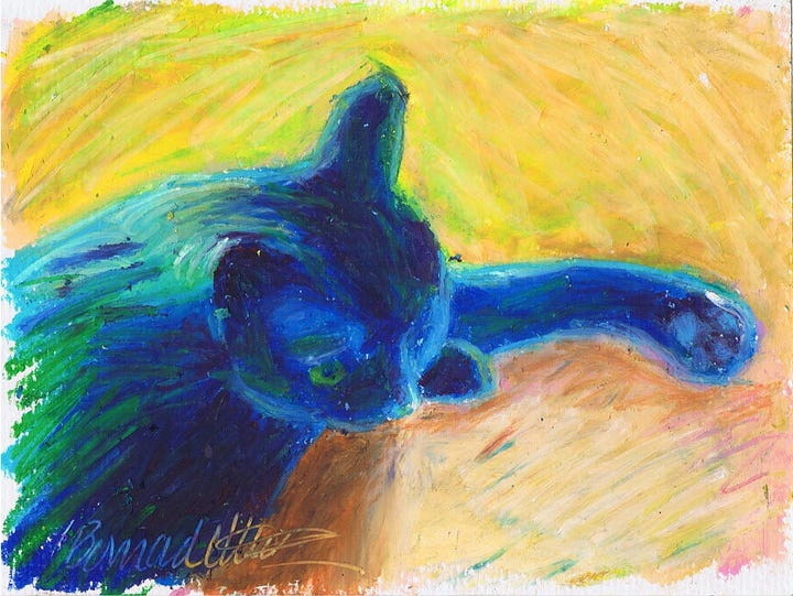 Gallery of "Cats After van Gogh" oil pastel sketches