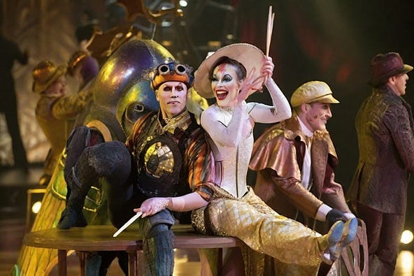 Singer from Cirque Du Soleil Kurious depicted by author in Leonardo AI Elements based on the real photograph.