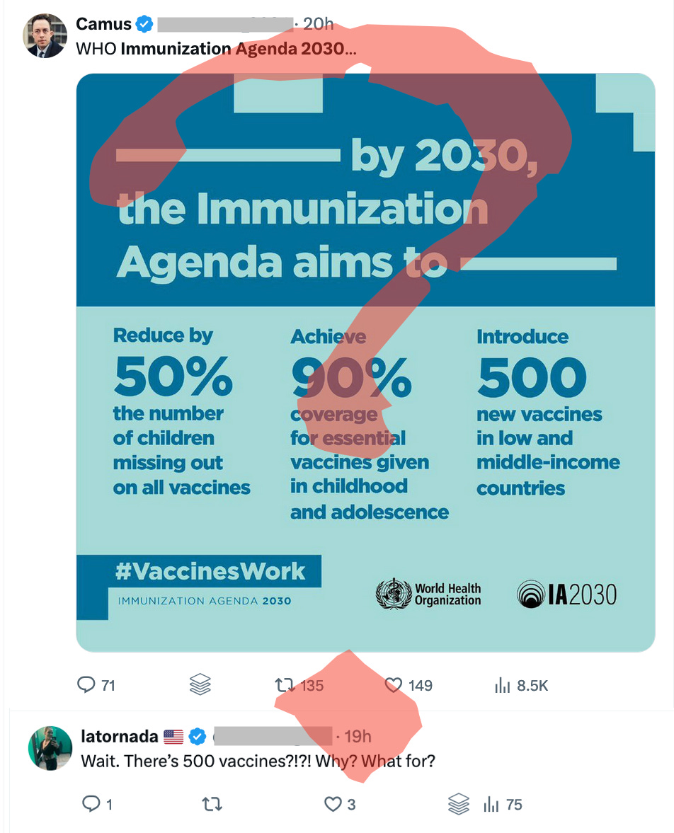 Propaganda about 500 new vaccines is being laundered through the social medial accounts of anti-vaccine influencers. Propaganda about 500 new vaccines is being laundered through the social medial accounts of anti-vaccine influencers.
