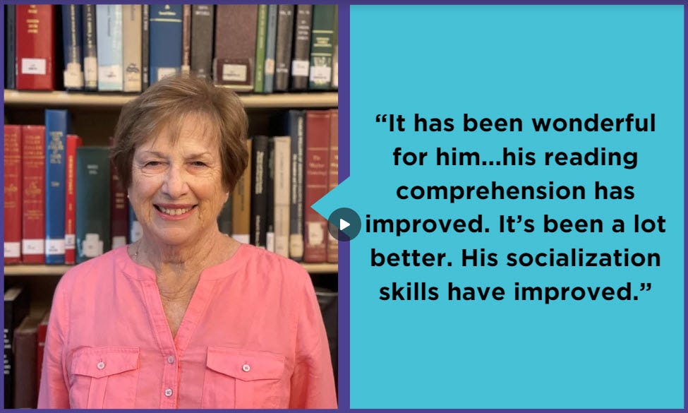 Screen shot from a video about the impact of the learning studio tutoring program