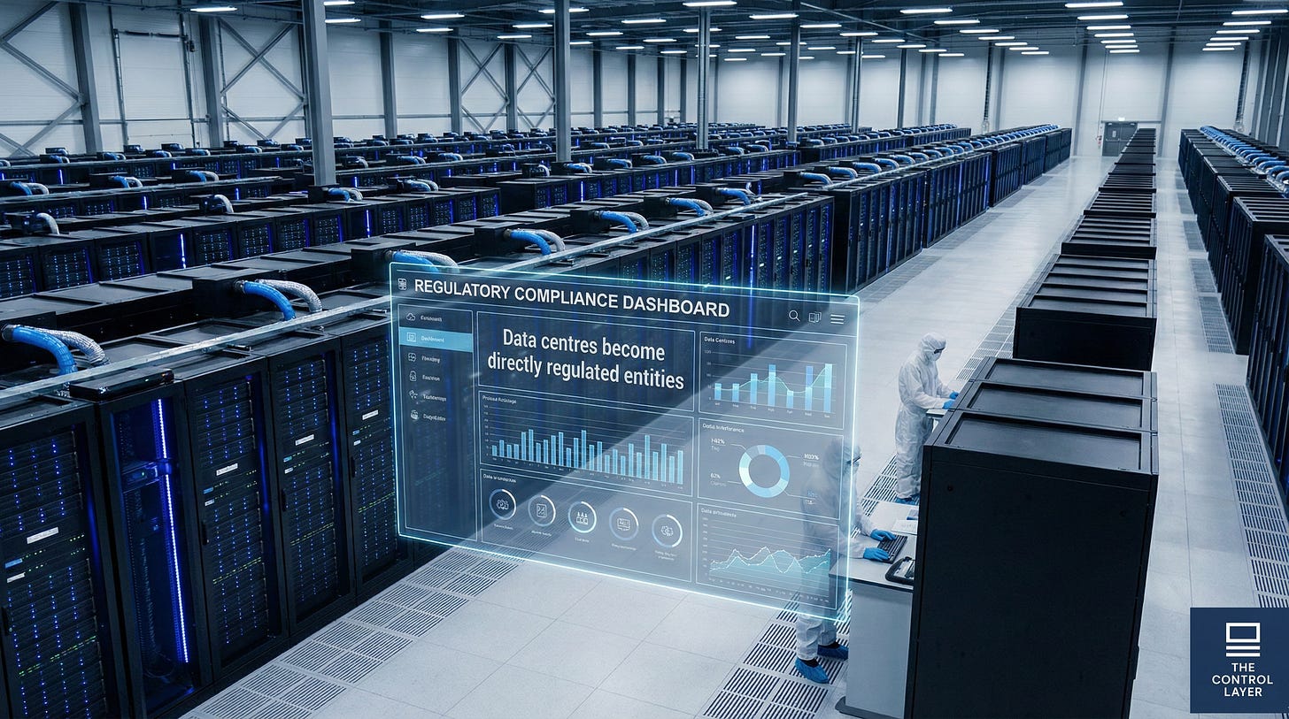 Modern data centre with compliance monitoring interface