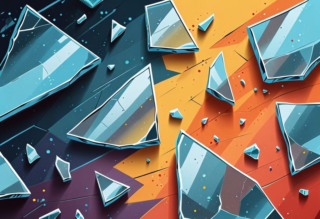 Broken glass on an abstract background