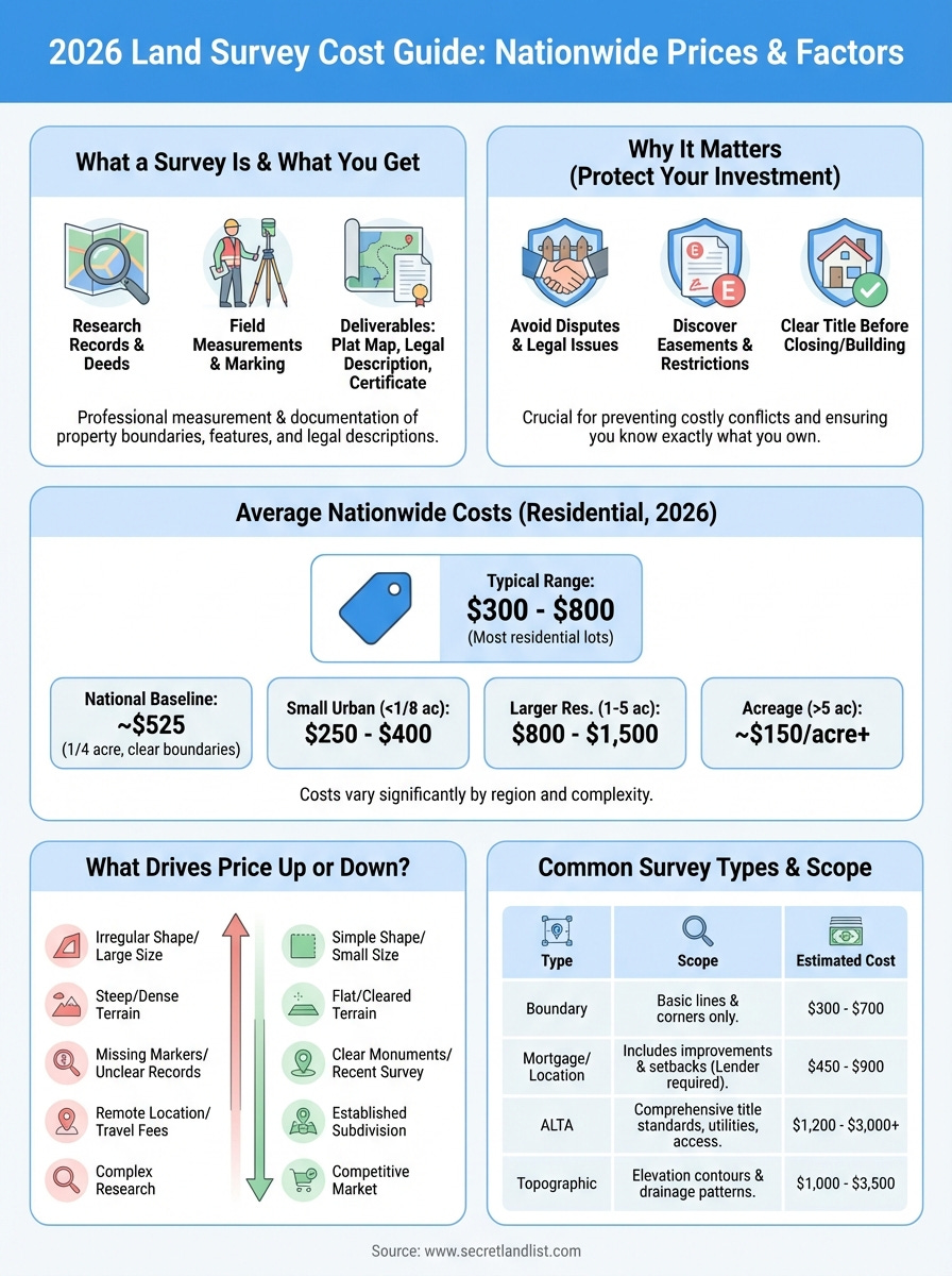 how much does a land survey cost infographic