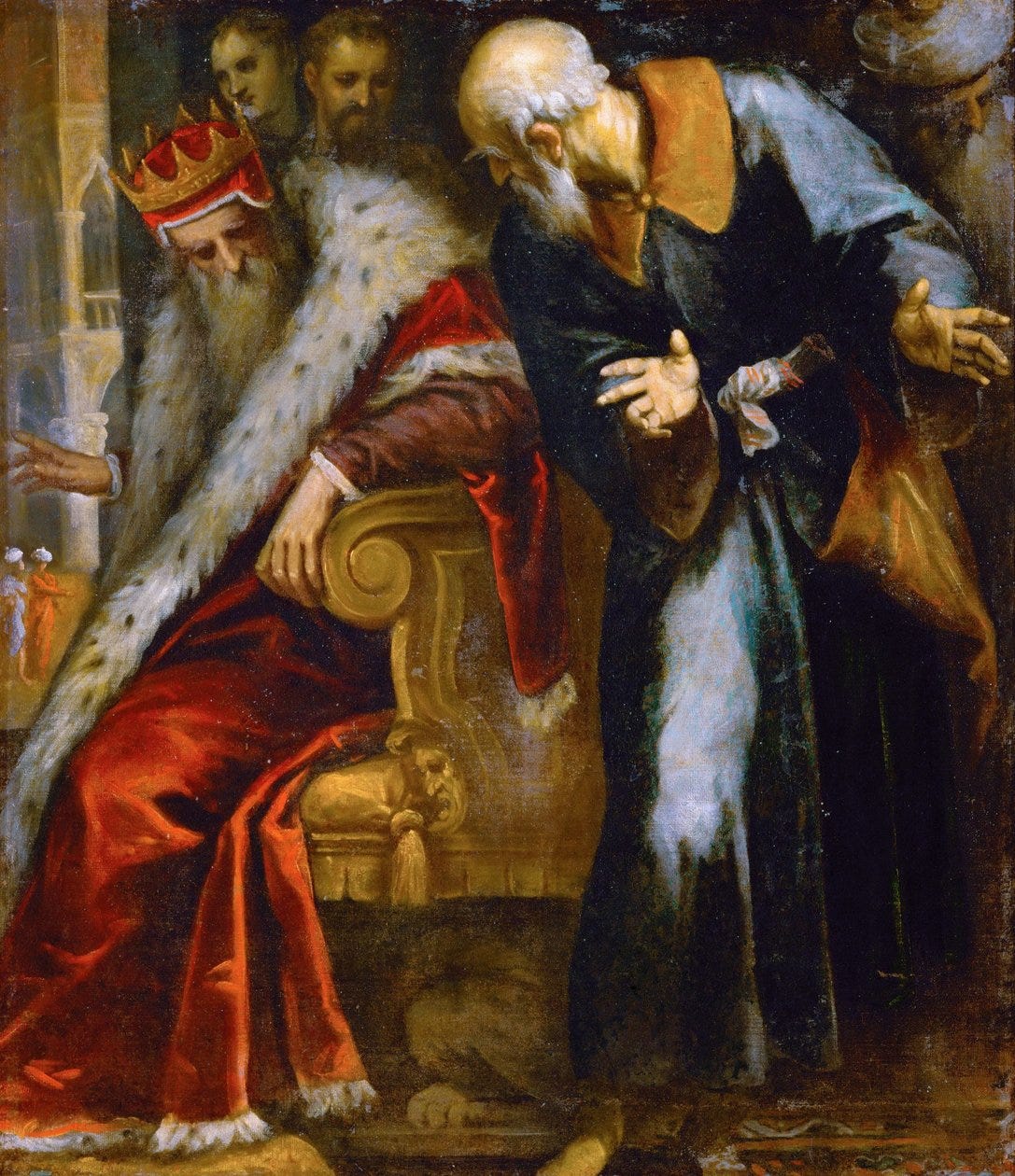 The Prophet Nathan rebukes King David by Palma Il Giovane
