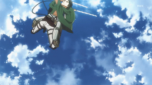 a person in a green jacket is flying through the air with two sticks a person in a green jacket is flying through the air with two sticks
