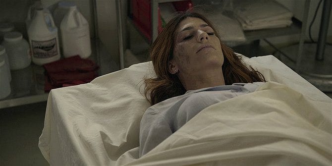 Walker dead wife Emily on coroners slab 109. Walker dead wife Emily on coroners slab 109.