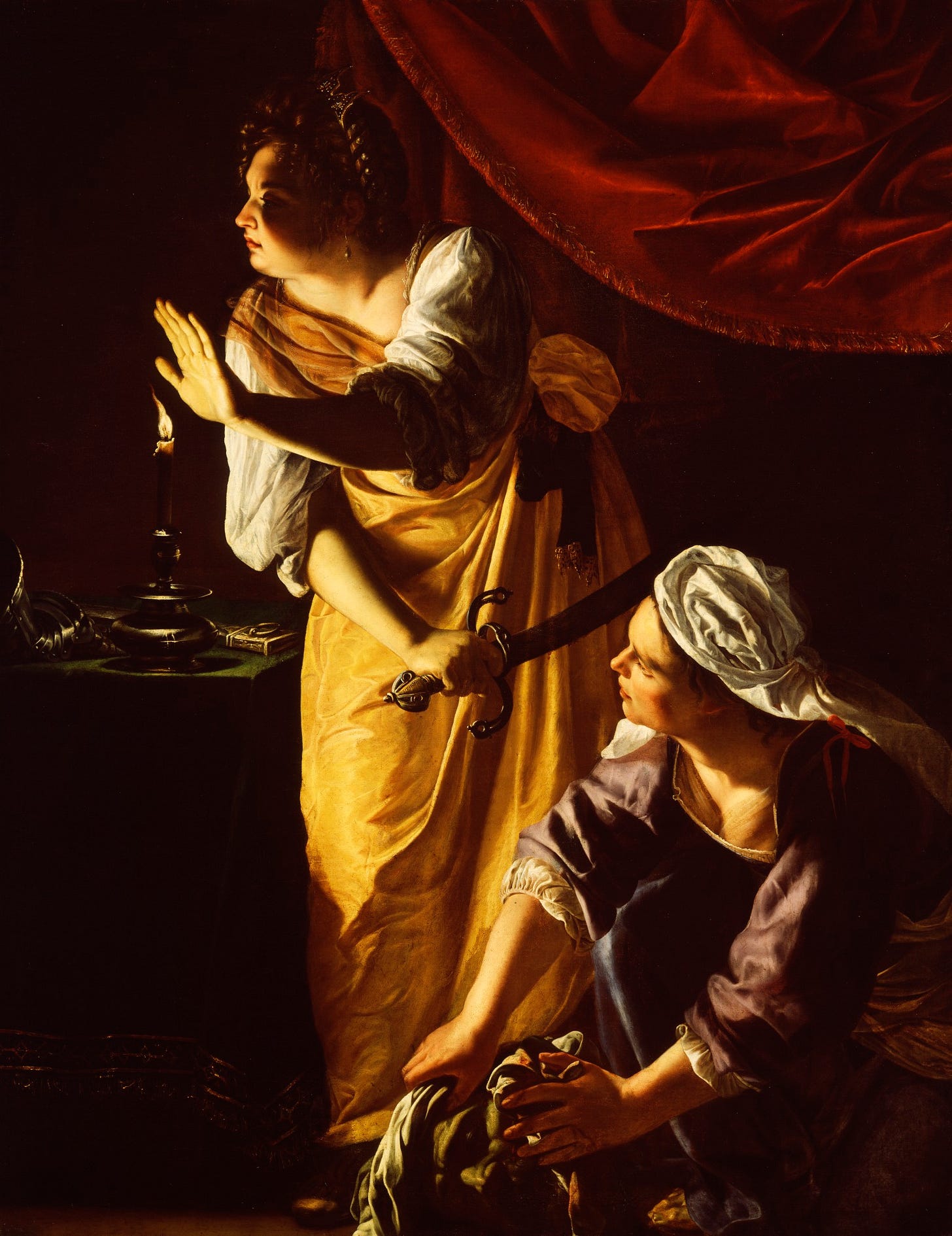 Judith and maid by candlelight