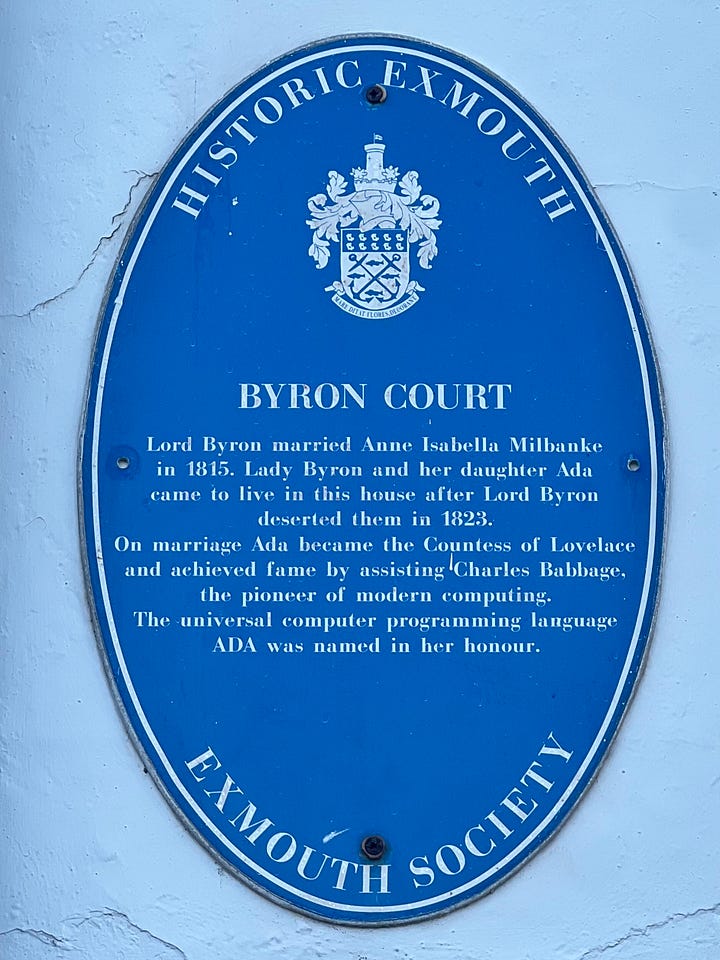Two pictures of blue plaques for Lady Nelson and Lady Byron