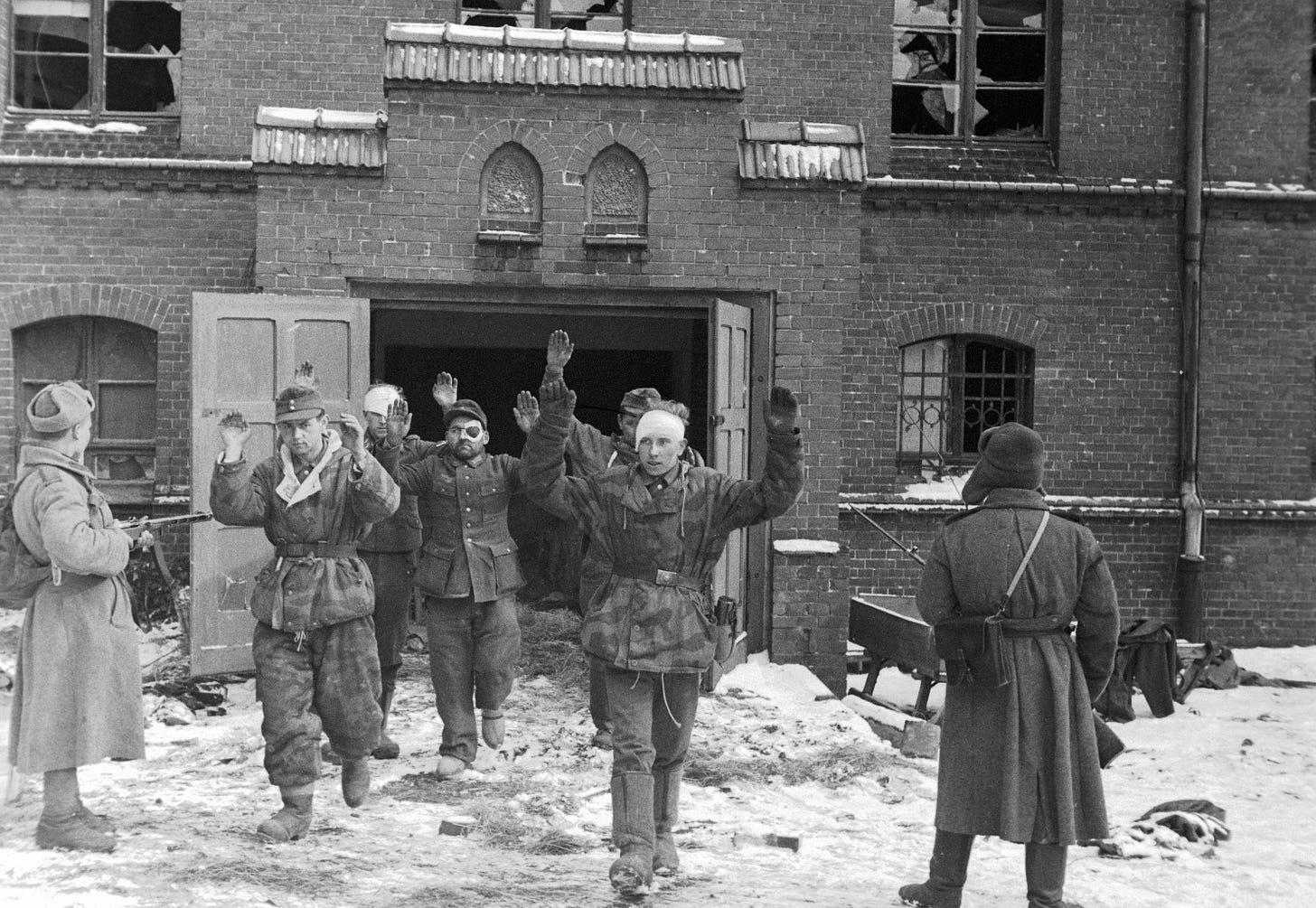 German Soldiers Surrender to the Red Army in East Prussia, 1945.