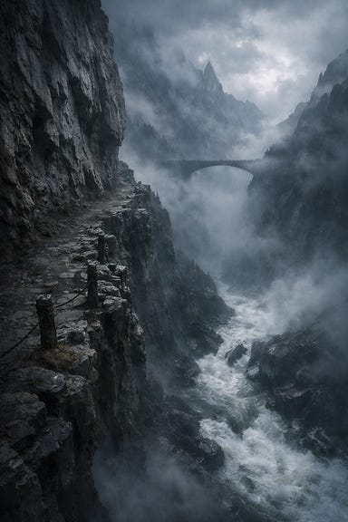 Ancient mountain pass vista
