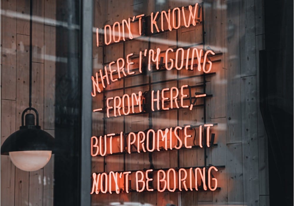 Neon sign in coffee shop about intuitive thinking Neon sign in coffee shop about intuitive thinking