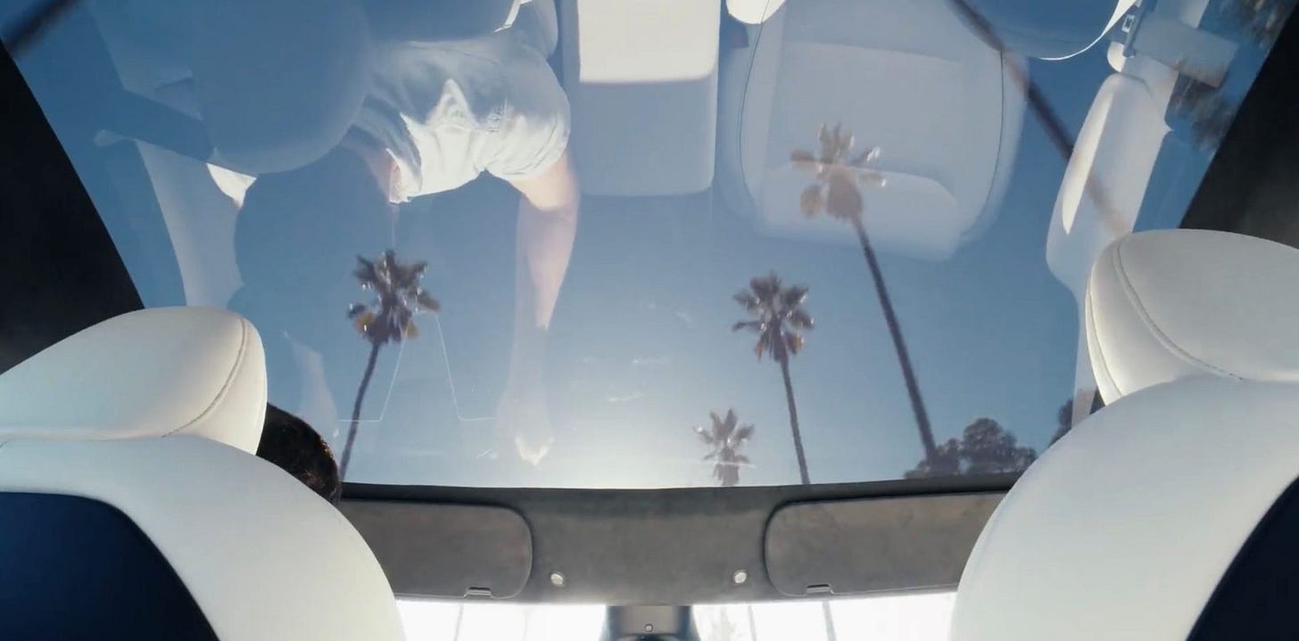 Tesla Model S high visibility glass roof