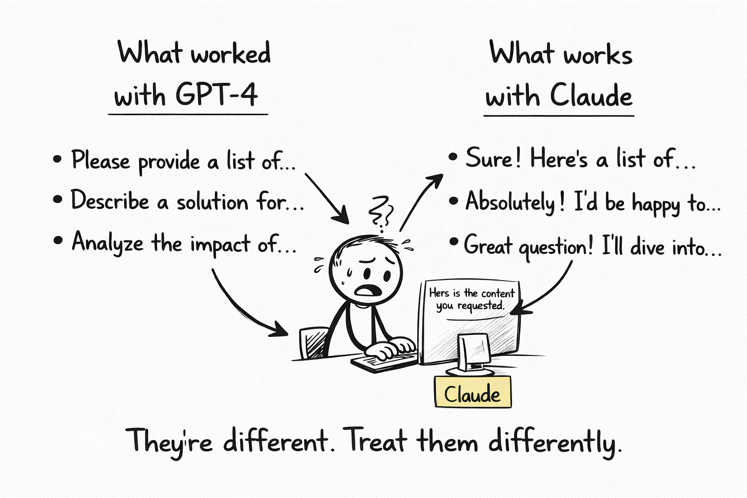 gpt4 is not claude. get used to it.