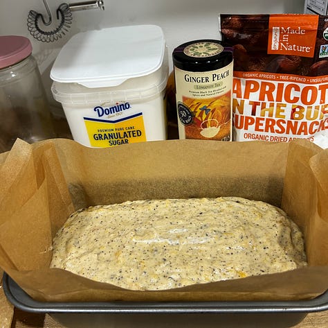 Ginger Peach Tea Cake being made and served