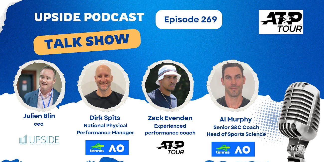 🔥Upside ATP Group Chat with Al Murphy, Dirk Spits (Tennis Australia) & Zack Evenden on Recovery Innovations, Nutrition & Hydration in Extreme Heat, AI-Driven Analytics, VR in Pro Tennis.