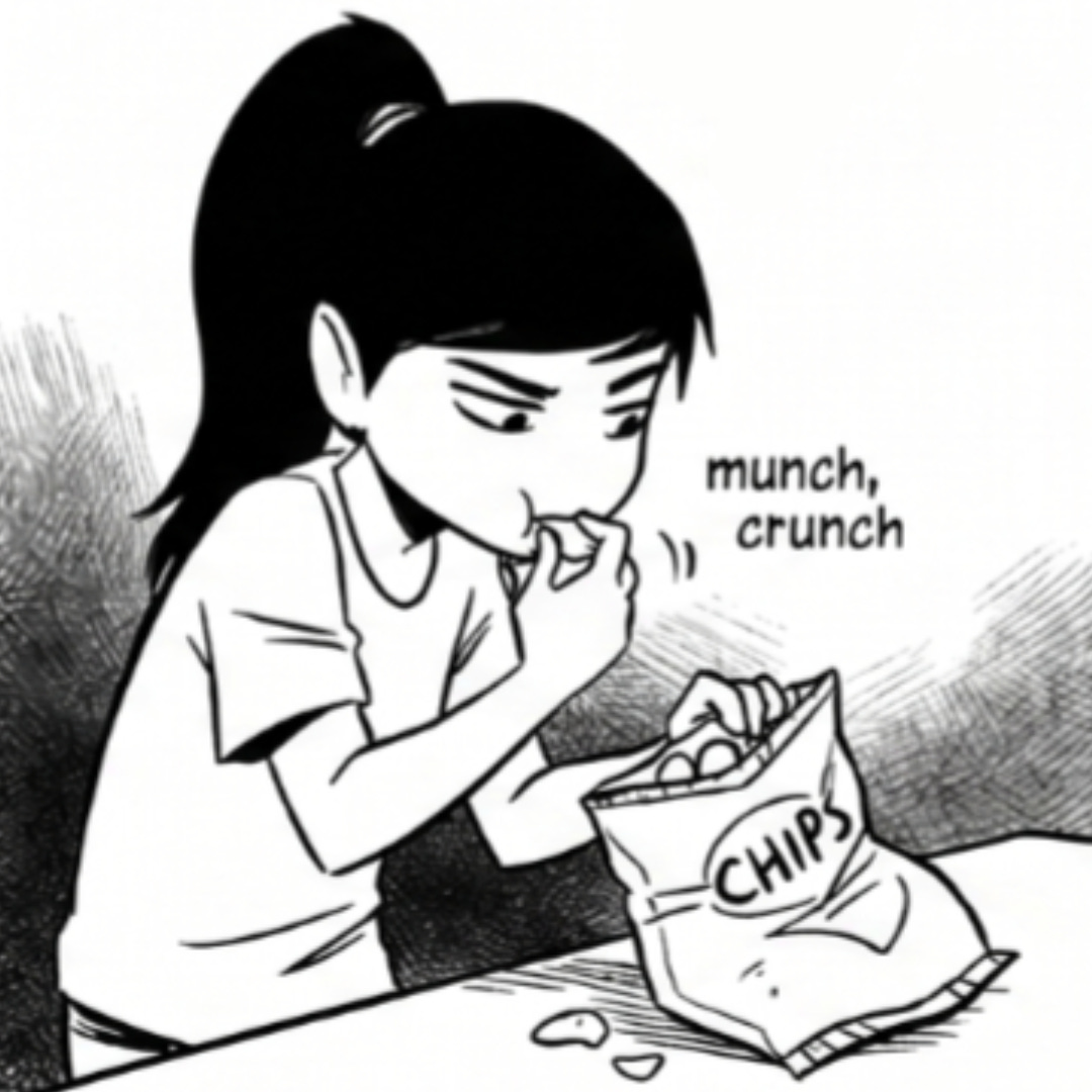 Zara secretly eats chips before dinner