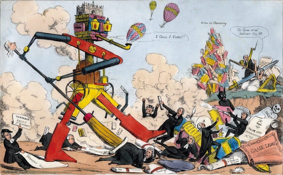 Cartoon satirising the March of the Intellect