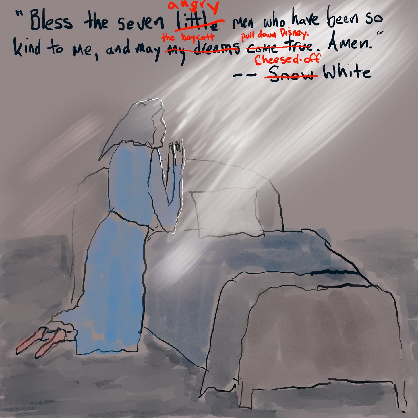 Snow White prays for a boycott of Disney