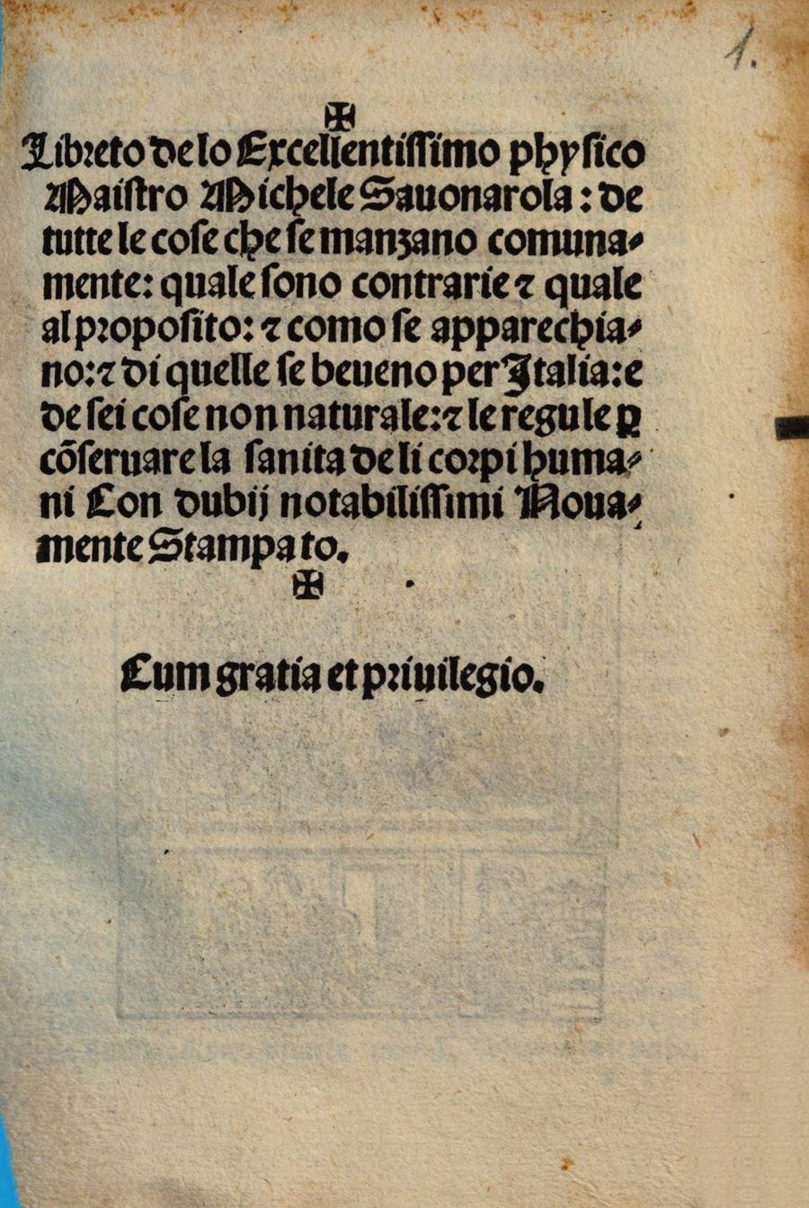 Frontespizio del Libreto di Michele Savonarola, Venezia, 1515.