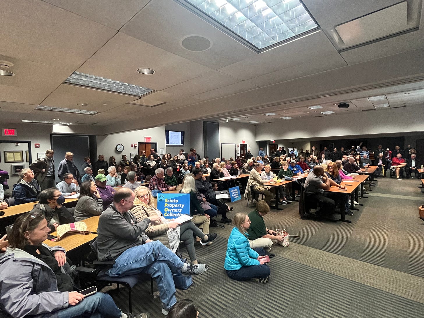 About 200 people filled a conference room May 1 at the Norwich Township Joint Safety Services Building to hear from a developer and staff about a proposed 256-unit apartment complex on the west side of Dublin Road between Hayden Run Road and Mountshannon Drive. About 200 people filled a conference room May 1 at the Norwich Township Joint Safety Services Building to hear from a developer and staff about a proposed 256-unit apartment complex on the west side of Dublin Road between Hayden Run Road and Mountshannon Drive.
