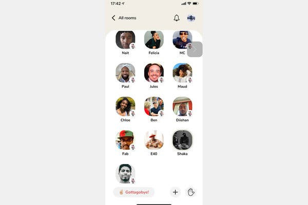 A screenshot of Clubhouse, a social media app where venture capitalists are gathering.