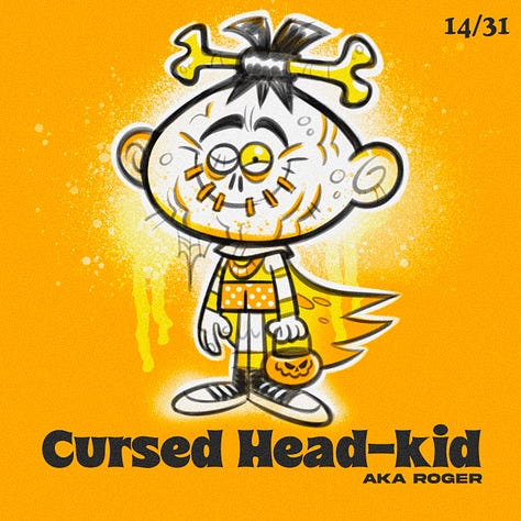 Spooky Kiddos are my custom character creations. They're kids dressed up in they're spookiest costumes. I drew one everyday for the entire month of October.