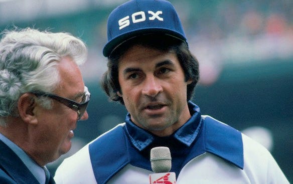 LaRussa giving an interview to White Sox broadcaster Harry Caray. LaRussa giving an interview to White Sox broadcaster Harry Caray.