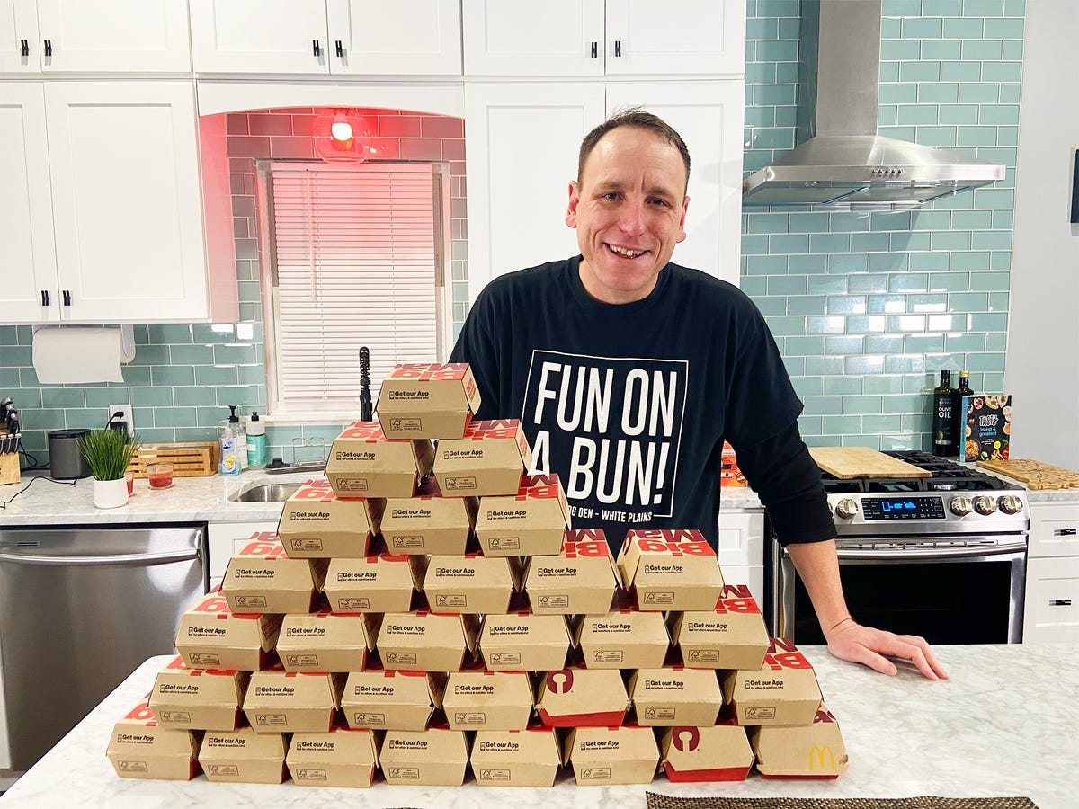 Joey Chestnut: Hot-dog eating champion eats record 32 Big Macs